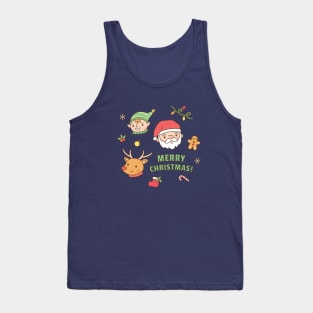 Cute Elf, Santa Claus, Reindeer, Gingerbread Man Tank Top